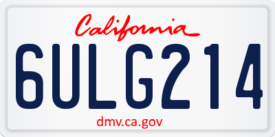 CA license plate 6ULG214