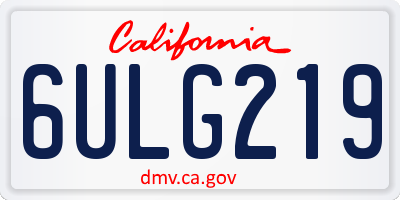 CA license plate 6ULG219