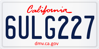 CA license plate 6ULG227