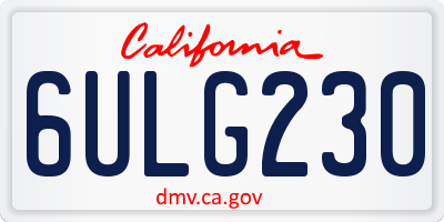 CA license plate 6ULG230