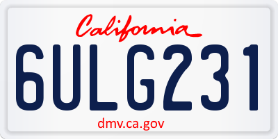 CA license plate 6ULG231