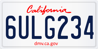 CA license plate 6ULG234
