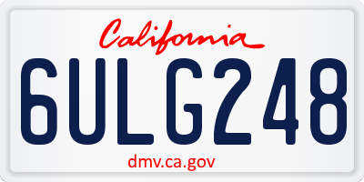 CA license plate 6ULG248