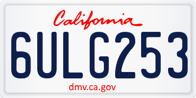 CA license plate 6ULG253