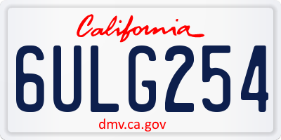CA license plate 6ULG254