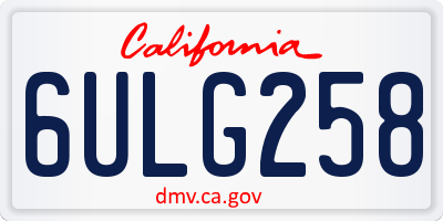 CA license plate 6ULG258