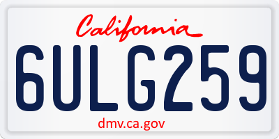 CA license plate 6ULG259