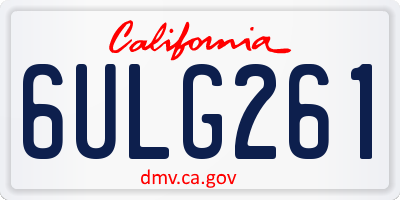 CA license plate 6ULG261