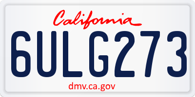 CA license plate 6ULG273