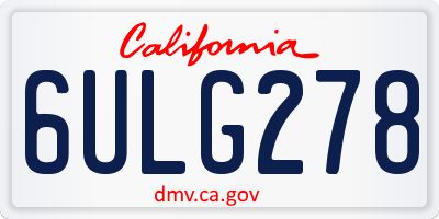 CA license plate 6ULG278