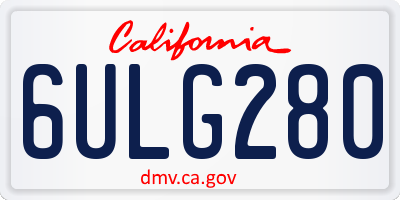 CA license plate 6ULG280