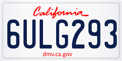 CA license plate 6ULG293