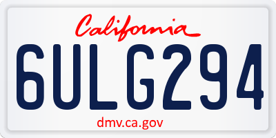 CA license plate 6ULG294