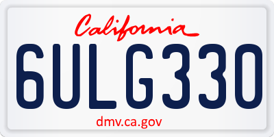 CA license plate 6ULG330