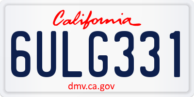 CA license plate 6ULG331