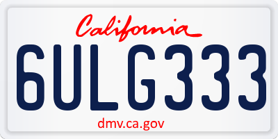 CA license plate 6ULG333