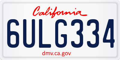 CA license plate 6ULG334