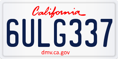 CA license plate 6ULG337