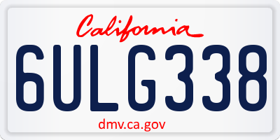 CA license plate 6ULG338