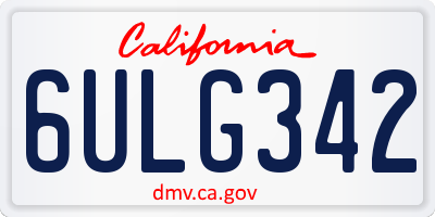 CA license plate 6ULG342