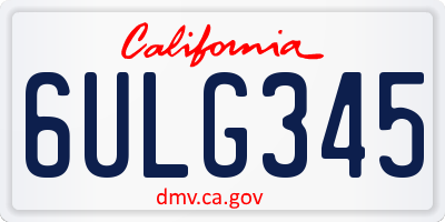 CA license plate 6ULG345