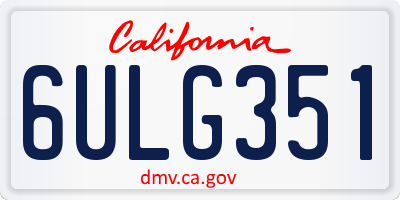 CA license plate 6ULG351