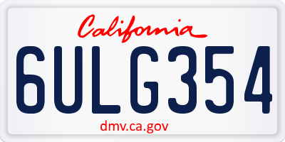 CA license plate 6ULG354