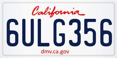 CA license plate 6ULG356