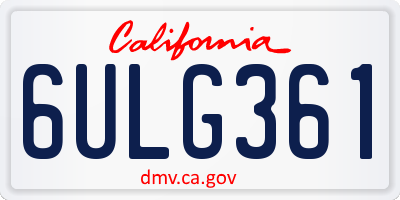 CA license plate 6ULG361