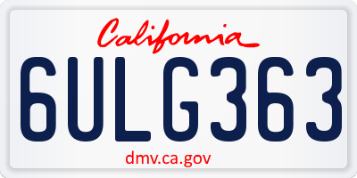 CA license plate 6ULG363