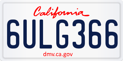 CA license plate 6ULG366