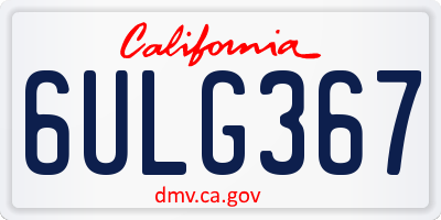 CA license plate 6ULG367