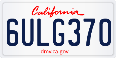 CA license plate 6ULG370
