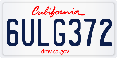CA license plate 6ULG372