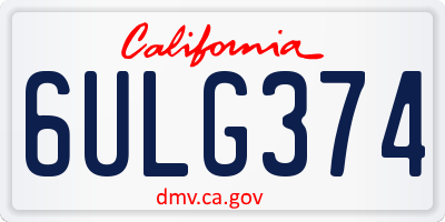 CA license plate 6ULG374