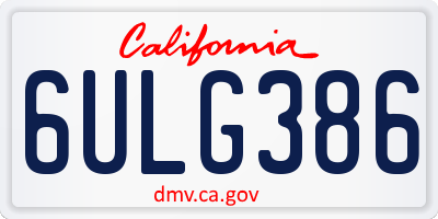 CA license plate 6ULG386