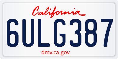 CA license plate 6ULG387