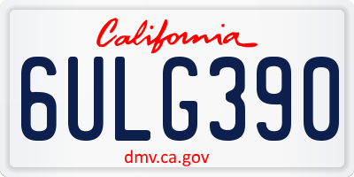 CA license plate 6ULG390