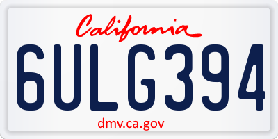 CA license plate 6ULG394