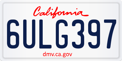 CA license plate 6ULG397