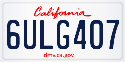 CA license plate 6ULG407