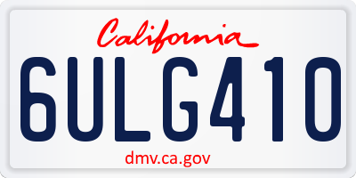 CA license plate 6ULG410