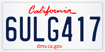 CA license plate 6ULG417