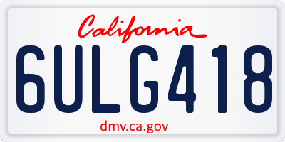 CA license plate 6ULG418