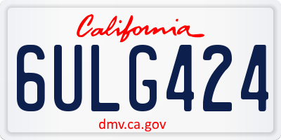 CA license plate 6ULG424