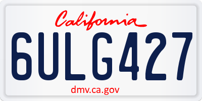 CA license plate 6ULG427