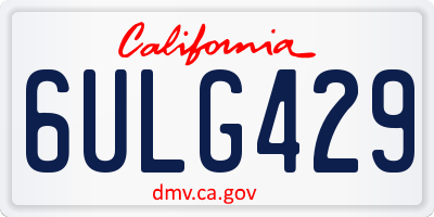 CA license plate 6ULG429