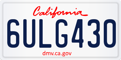 CA license plate 6ULG430