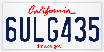 CA license plate 6ULG435