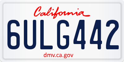 CA license plate 6ULG442